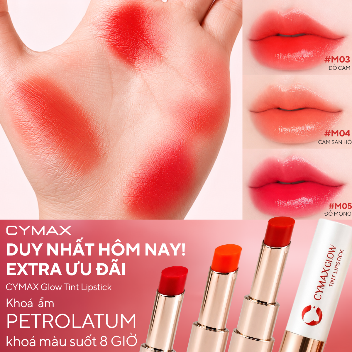 Son Tint CYMAX Glow Tint Lipstick - Son Dưỡng Môi Lên Màu Chuẩn, Nhập Khẩu Chính Ngạch Hàn Quốc