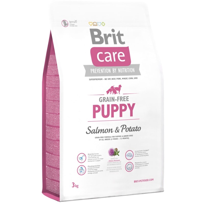 Thức ăn hạt cao cấp dành cho chó con ăn dặm CH Séc - Brit Care Grain-Free Puppy Salmon&Potato