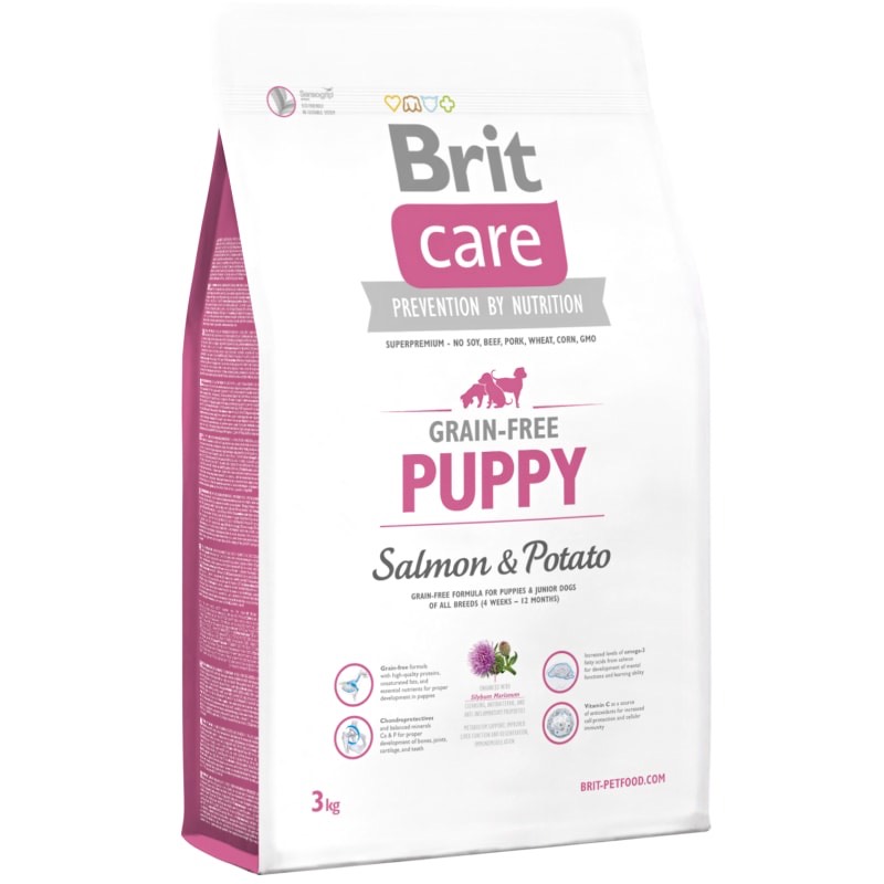 Thức ăn hạt cao cấp dành cho chó con ăn dặm CH Séc - Brit Care Grain-Free Puppy Salmon&amp;Potato