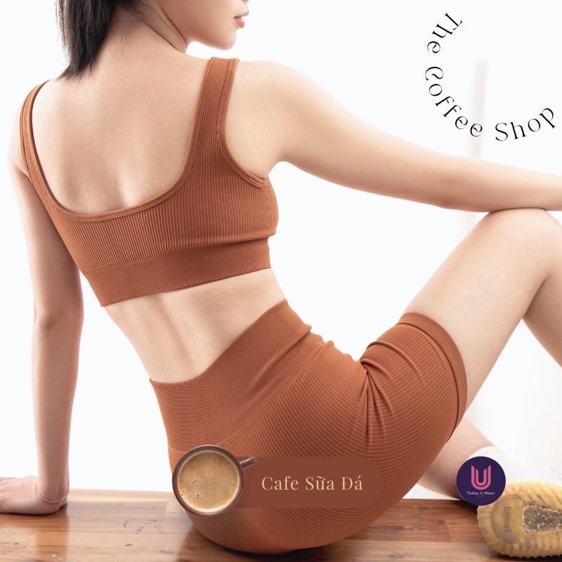 Áo Thể Thao Tập Gym Yoga The Coffee Shop Top (thun gân, ôm dáng, thoáng khí, co giãn 4 chiều )