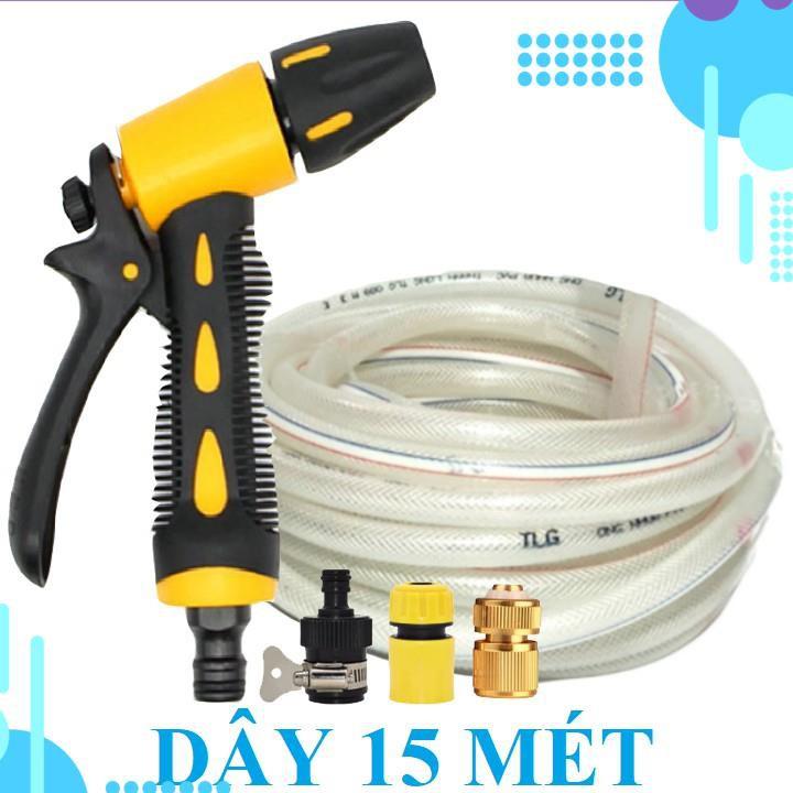 Bộ dây vòi xịt ️bơm nước phun sương️ , tăng áp 3 lần, loại 15m 206319 đầu đồng, cút đồng nối nhựa đen