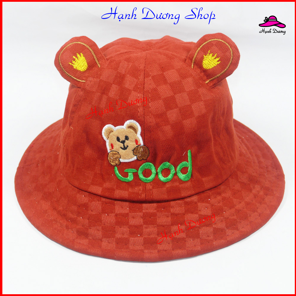 Nón cho bé gái thêu hình gấu có 2 tai dễ thương thêm kèm chữ Good đẹp mắt - Hạnh Dương