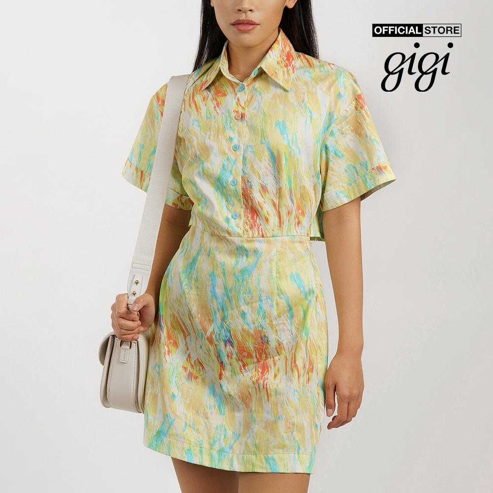 GIGI - Đầm mini sơ mi tay ngắn cổ bẻ hở lưng thời trang G2101D221103