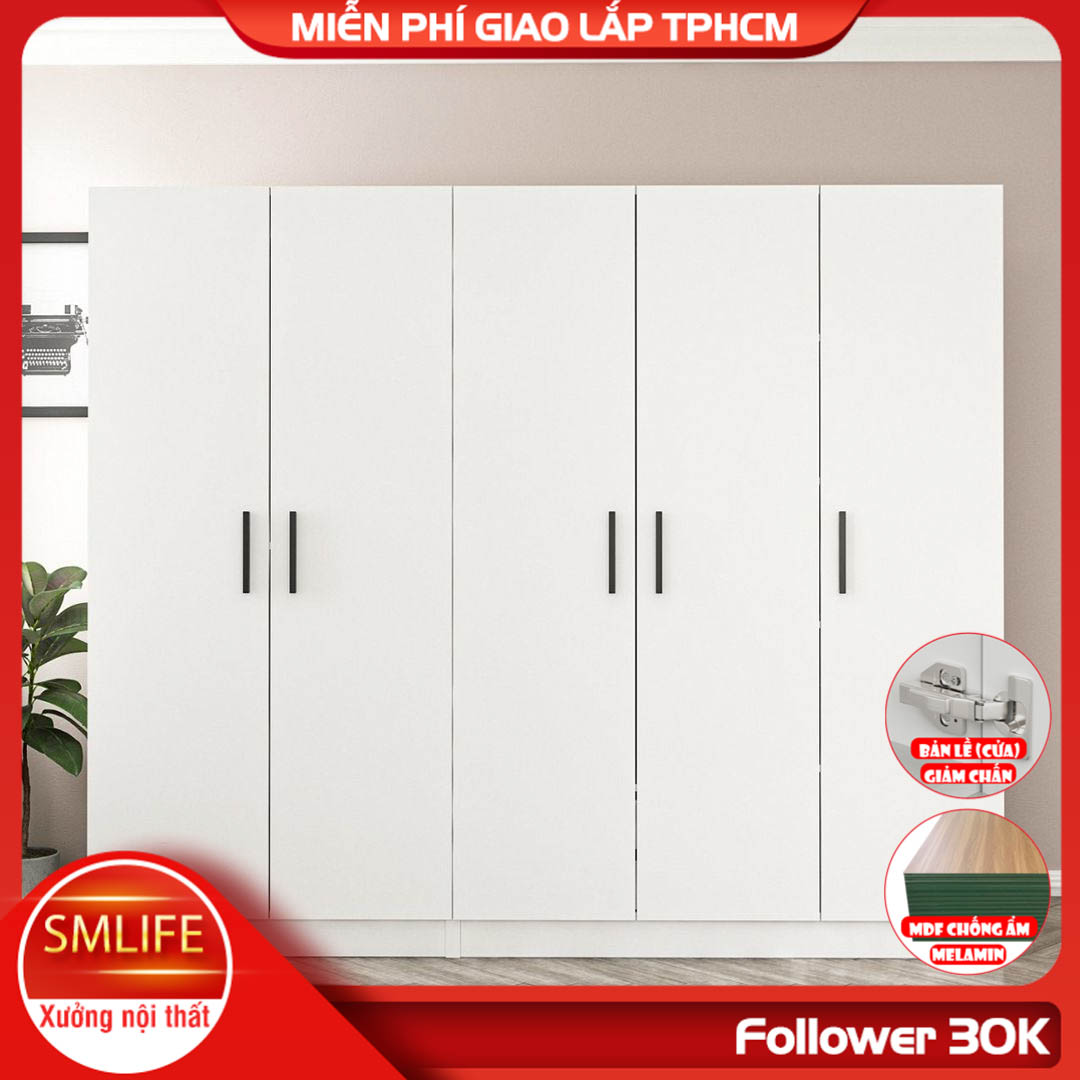 Tủ quần áo gỗ hiện đại SMLIFE Casinca  | Gỗ MDF dày 17mm chống ẩm | D225xR52xC190cm