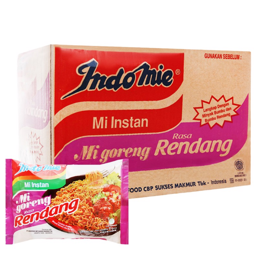 Mì Goreng Rendeng Vị Bò Cay Indomie (91G X 40 Gói/Thùng)