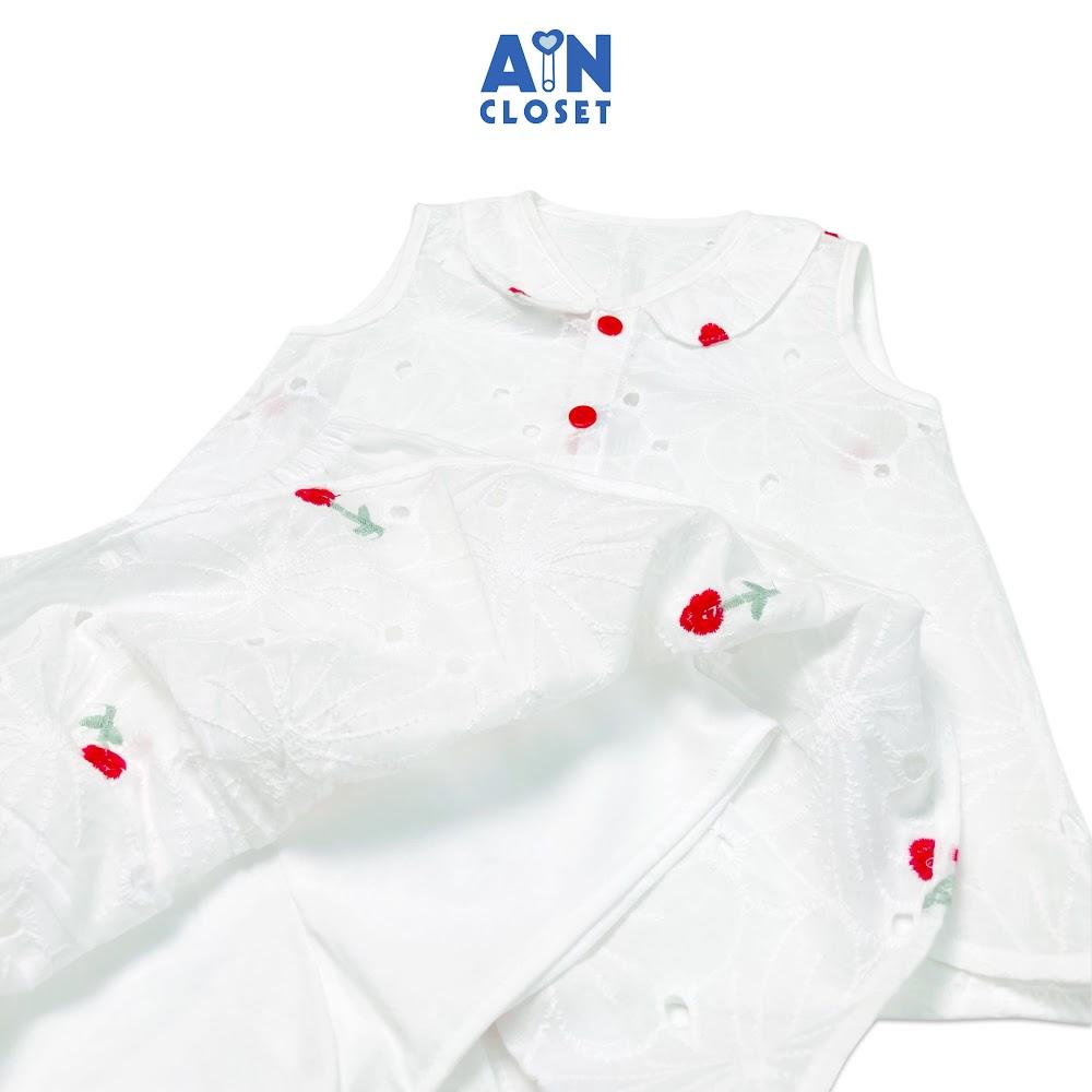 Bộ áo váy ngắn bé gái họa tiết Hoa đỏ cotton thêu - AICDBGAVQ45I - AIN Closet