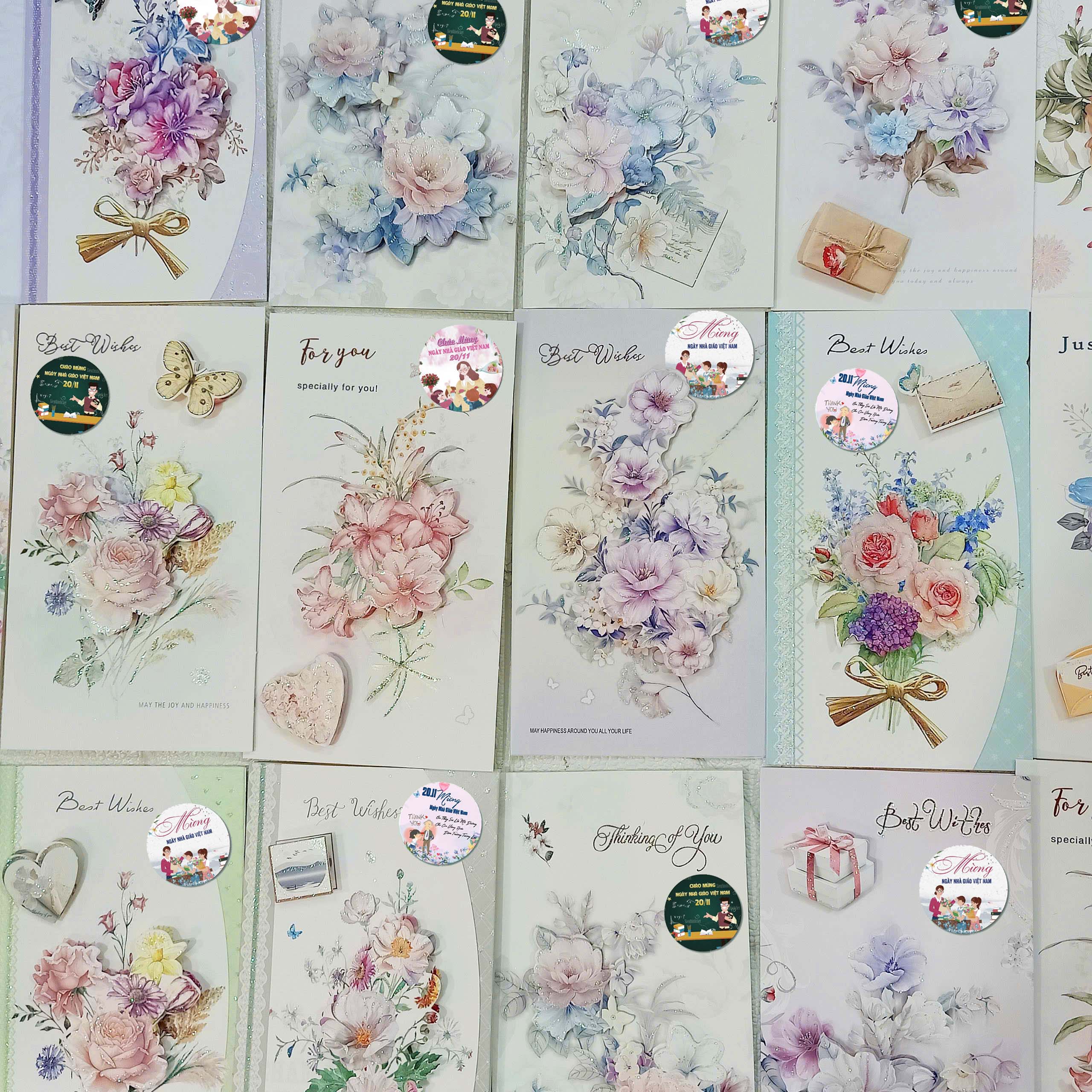 (10c) Thiệp chúc mừng 3D nổi Thiệp 20/11 ép kim tuyến - MẪU MÃ THAY ĐỔI LIÊN TỤC - GIAO NGẪU NHIÊN