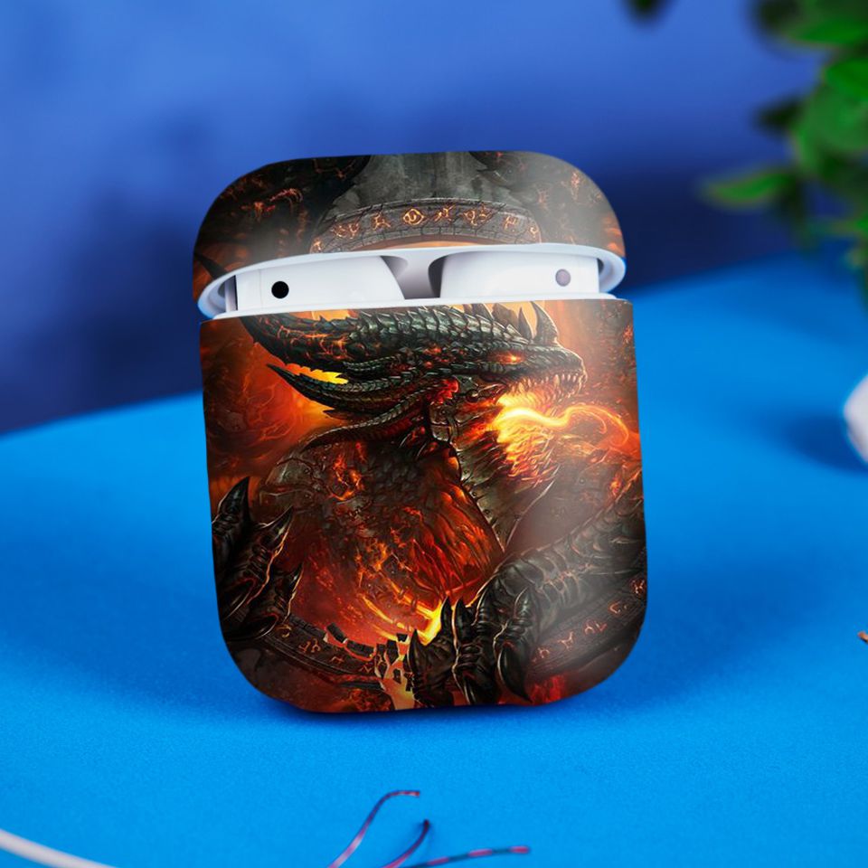 Miếng dán skin chống bẩn cho tai nghe AirPods in hình Rồng Dragon - dra047 (bản không dây 1 và 2