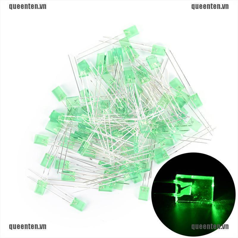 100pcs Rectangular Square LED Emitting Diodes Light Bulbs Yellow/Red/Blue/Green QUVN