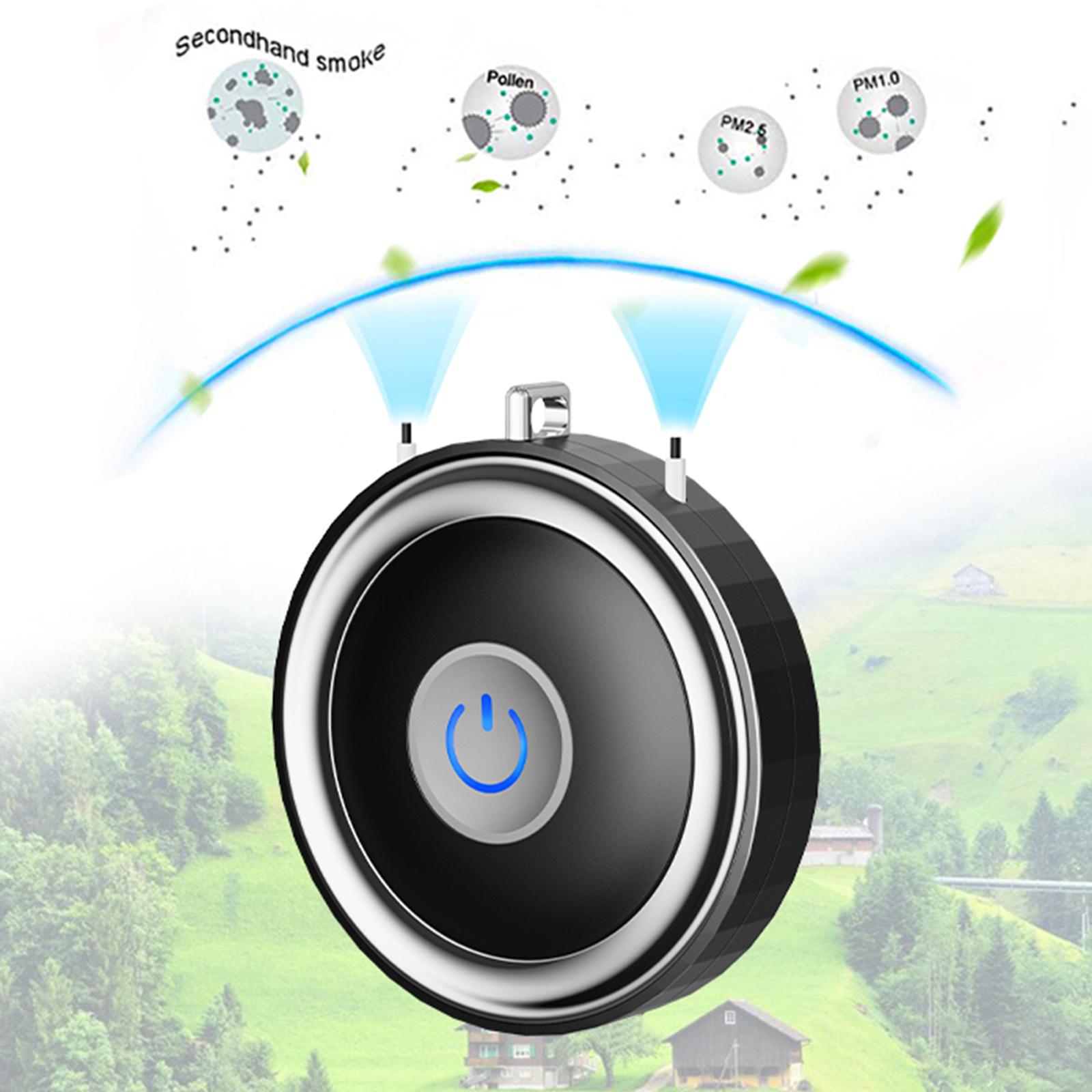 Máy lọc không khí, tạo ion âm di động có dây đeo cổ, hoạt động yên tĩnh, cổng sạc USB