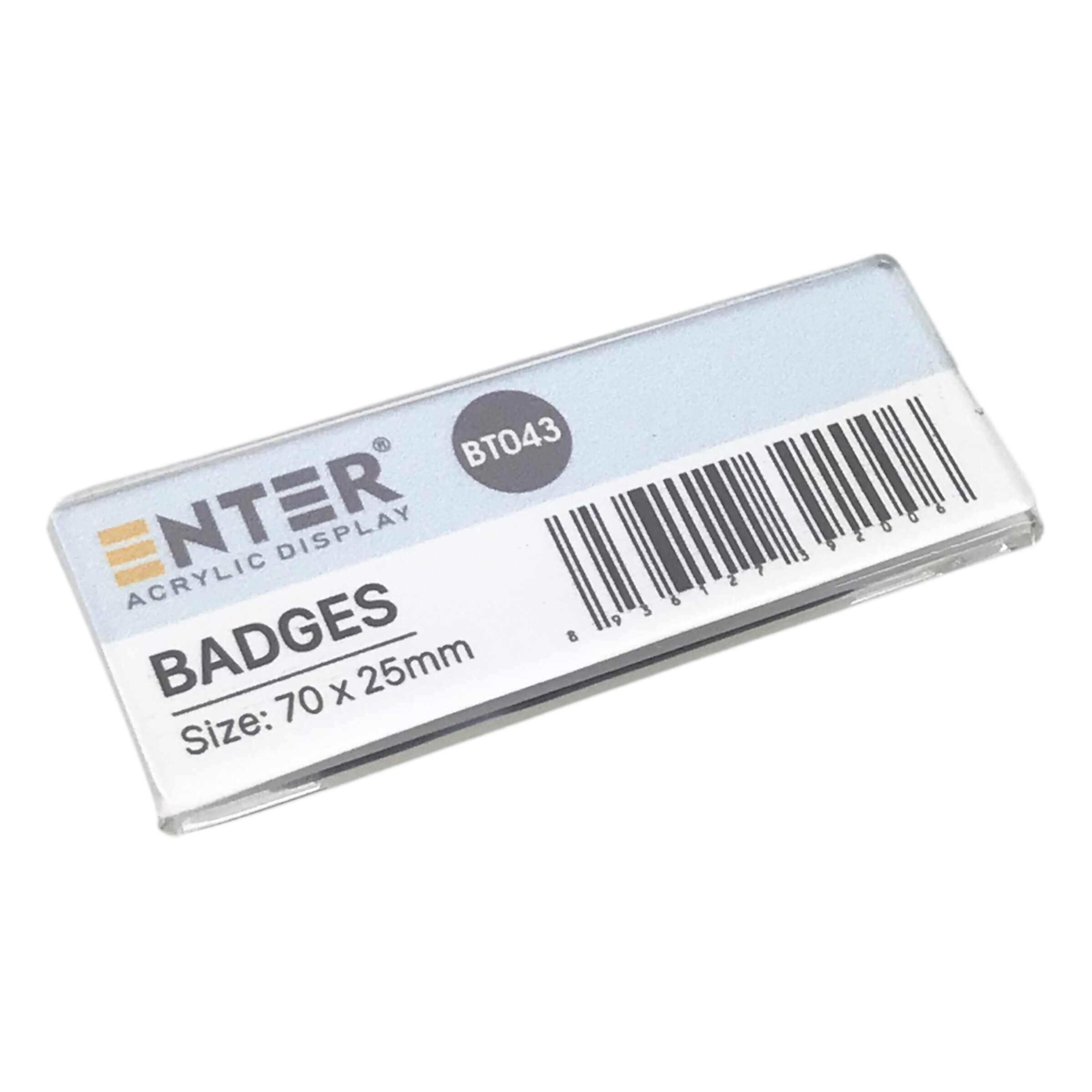 Phôi thẻ tên mica Enter BT043 70x25mm gắn nam châm N010 - Bịch