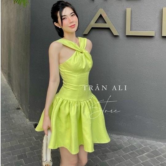 Đầm dự tiệc đi biển,đầm dáng xoè cổ yếm thiết kế trẻ trung sang chảnh Quyến Rũ Thời Trang XM Minh Phúc