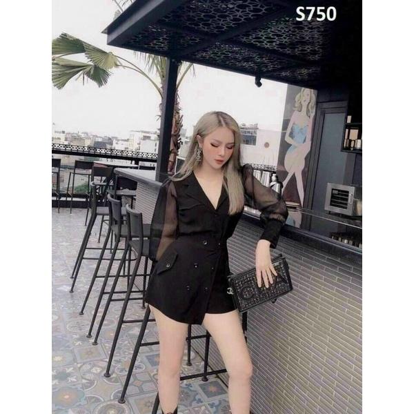 Jum cổ vest tay lưới đẹp