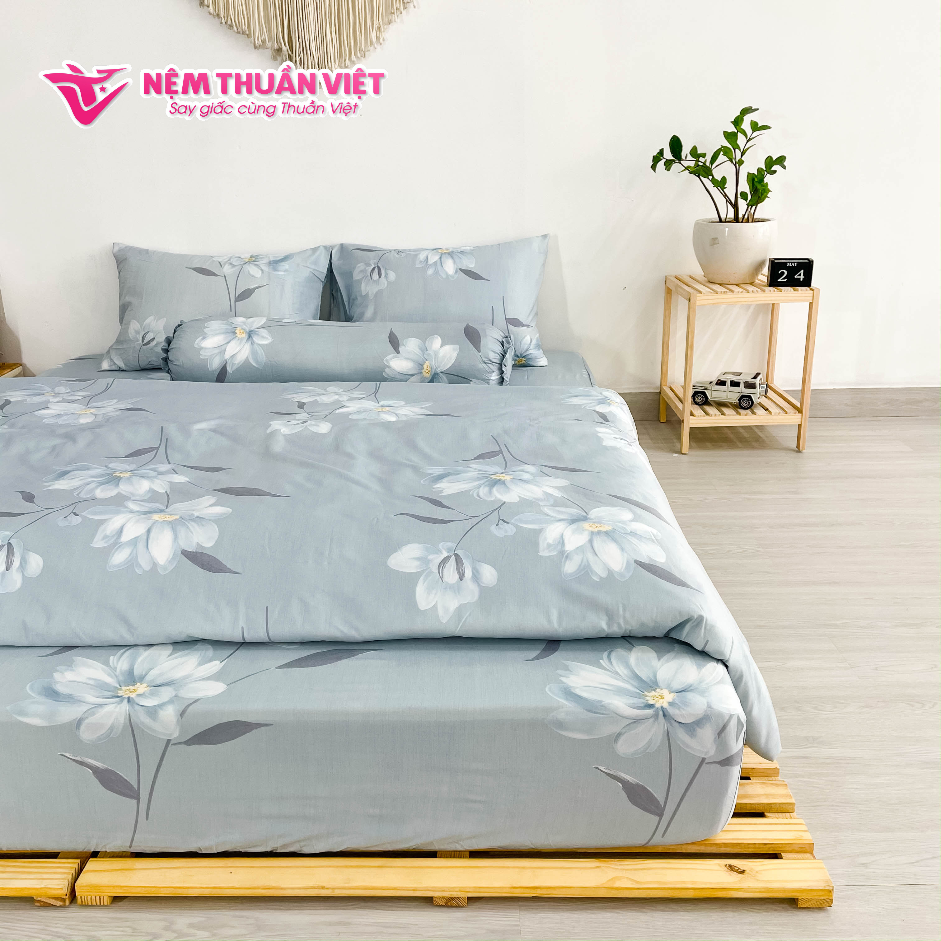 Chăn Mền Tencel Thuần Việt Cao Cấp - Xám TVM01 180x200