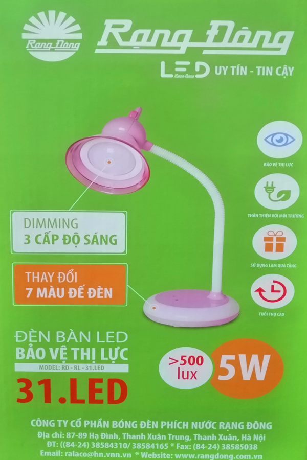 Đèn bàn LED cảm ứng bảo vệ thị lực Rạng Đông , Model RD-RL-31.LED