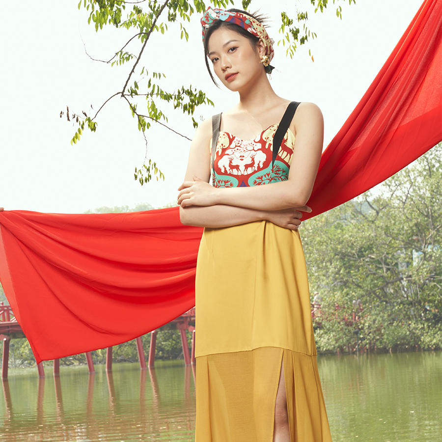 Áo dài Tết cách tân Deer Maxi , xuất khẩu Âu - Mỹ, may sẵn sát nách, đúng form, đẹp, thanh lịch, trang nhã