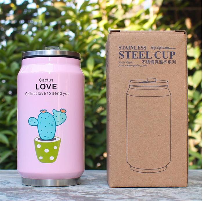 Dễ Thương Vật Có Hoa Văn Ống Hút Giữ Nhiệt Cốc Chân Không Bình Giữ Nhiệt Bình Sữa Cho Trẻ Em Lon Cốc Thermocup 300Ml
