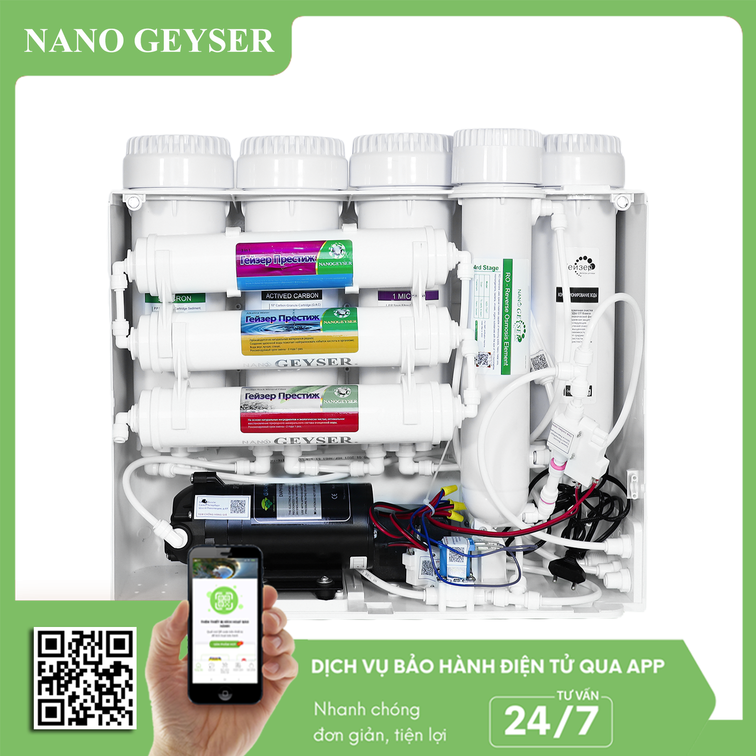 Máy lọc nước Nano Geyser ECO C8 công nghệ RO - Hàng Chính Hãng