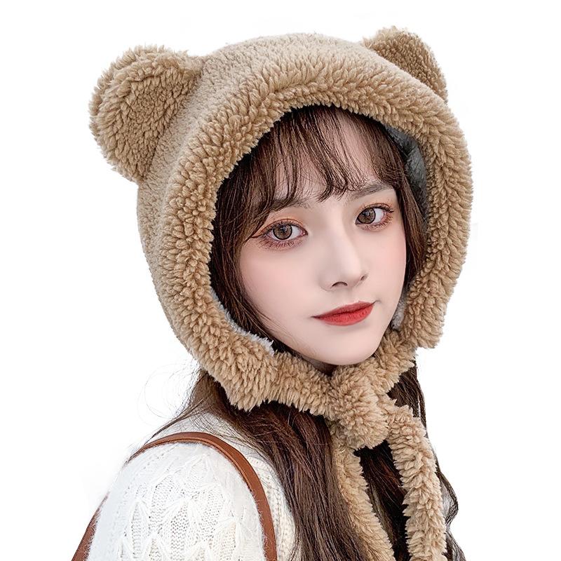 Mùa Đông Ấm Nón Plus Trang Nữ Nắp Họa Tiết Hoạt Hình Dễ Thương Tai Gấu Kawaii Áo Mũ Lưỡi Trai Sang Trọng Nón Dành Cho Trẻ Em Người Lớn Bé Gái quà Tặng Sinh Nhật