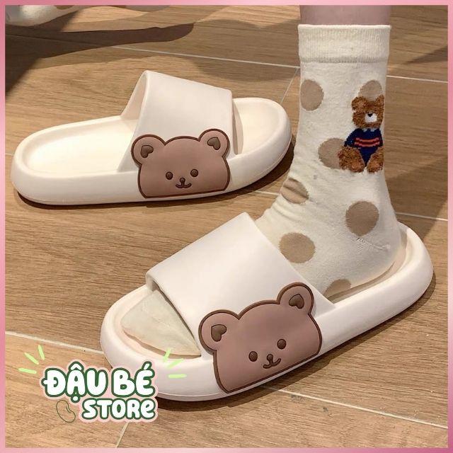 Dép lê nữ quai ngang đế bánh mì hình gấu Ulzzang xinh xắn - dép lê nữ sang chảnh,dép thời trang -DAUBE-D041