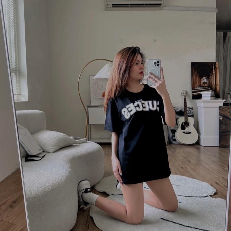 Áo thun ALTHOUGH form unisex, in chữ CUECES, chất vải 100% Cotton thoáng mát