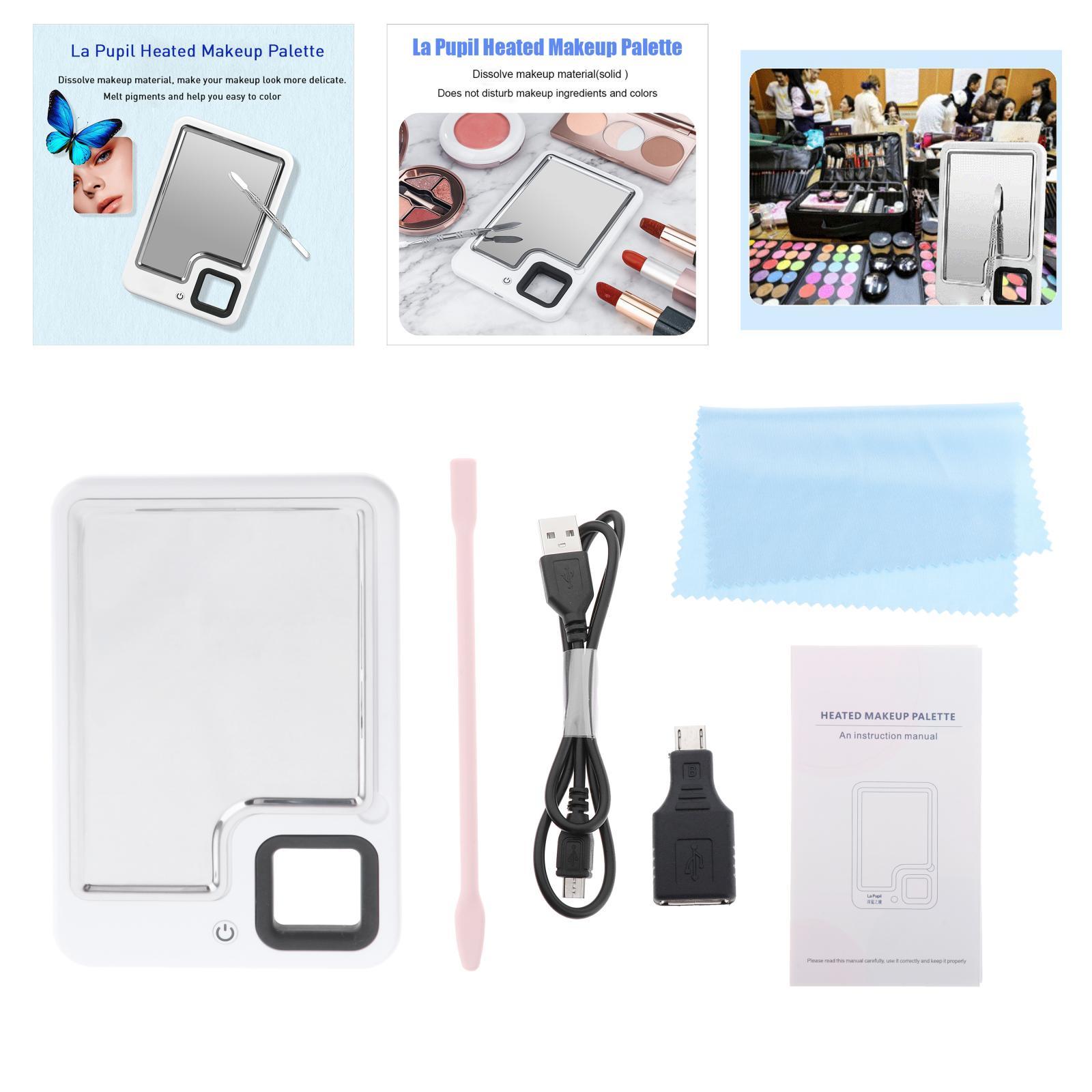 Heated Makeup Palette Beauty Nail Art Pigment Blending Mixing with Spatula