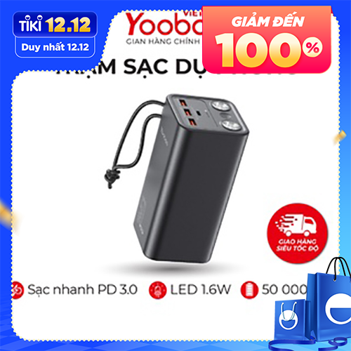 [HÀNG CHÍNH HÃNG-BH 12 THÁNG] Trạm sạc dự phòng Yoobao H5 50000mAh - Tích hợp đèn pin siêu sáng - Sạc nhanh cho điện thoại, macbook, laptop,... Thích hợp cho chuyến du lịch xa, công tác,... - Hàng phân phối chính hãng - Bảo hành 12 tháng 1 đổi 1