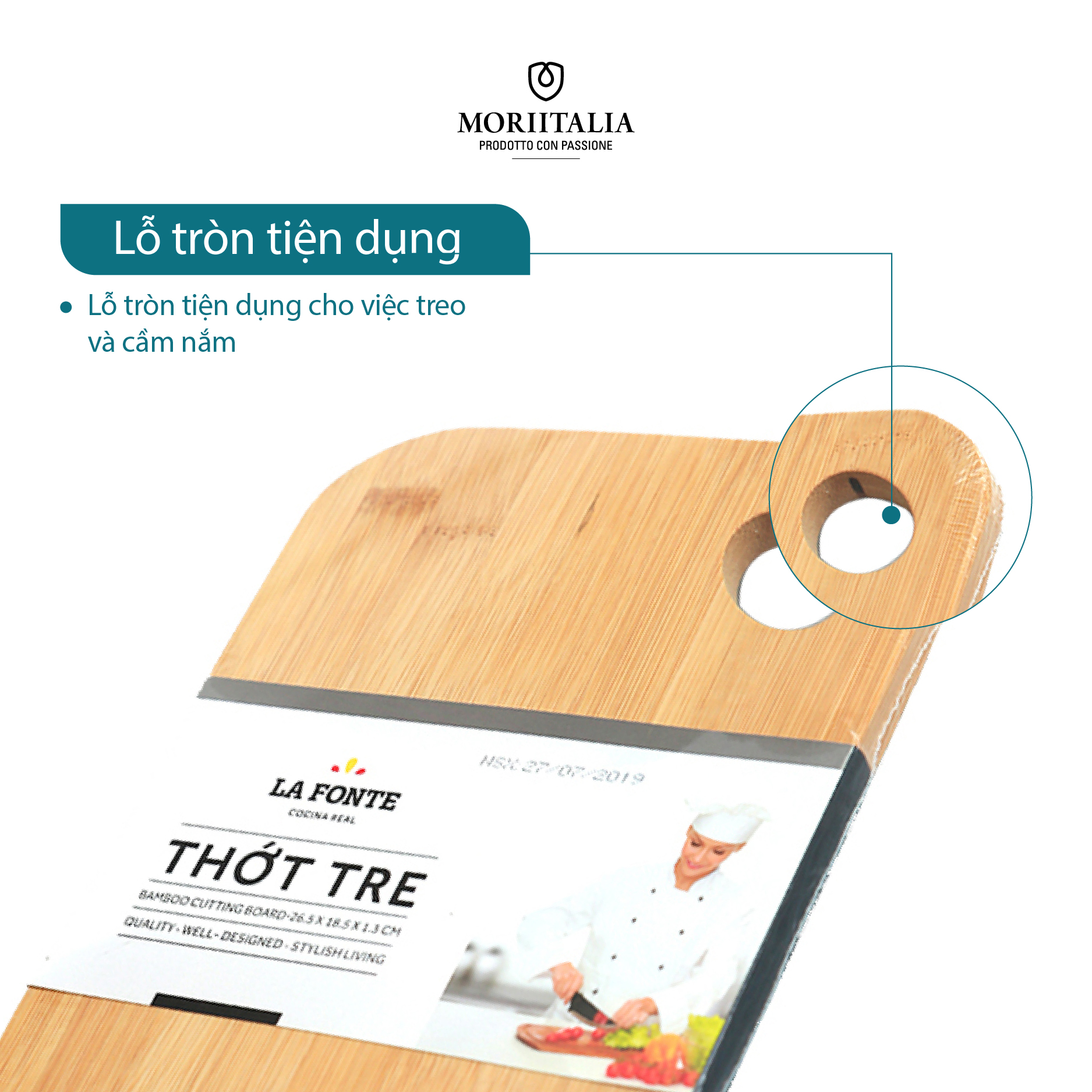 Thớt Tre La Fonte 26.5x18.5x1.3 Cm - 180589