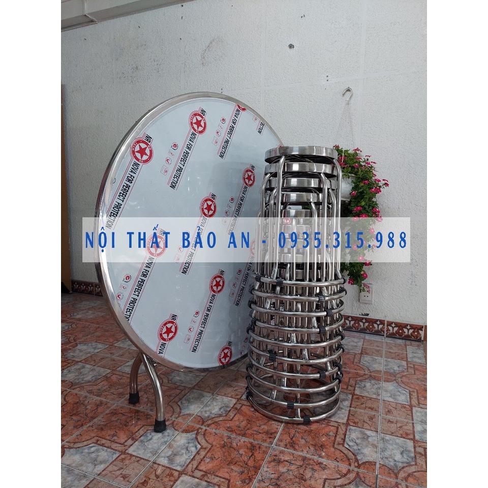 Bộ bàn tròn inox nhà hàng 10 ghế BẢO AN