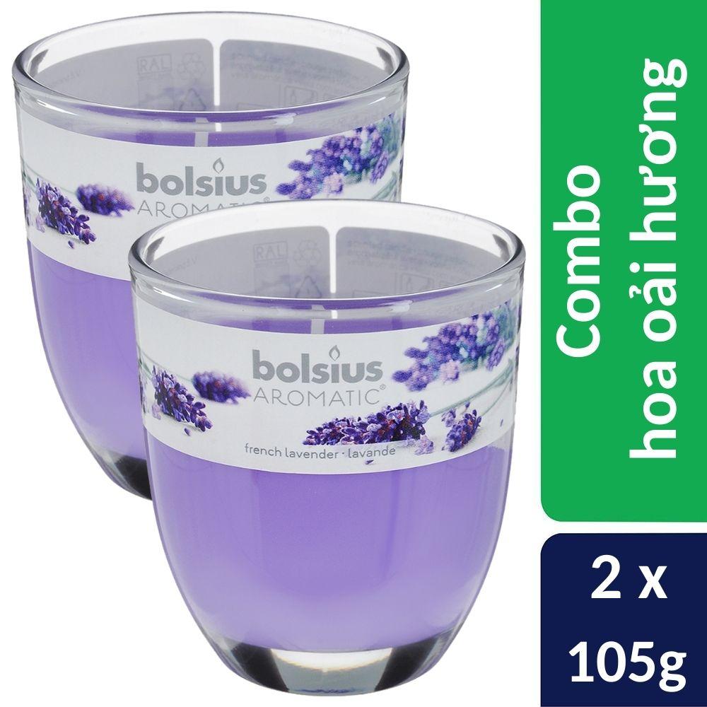 Combo 2 ly nến thơm tinh dầu Bolsius French Lavender 105g - hoa oải hương, nến trang trí, thơm phòng, thư giãn, Hỗ trợ khử mùi