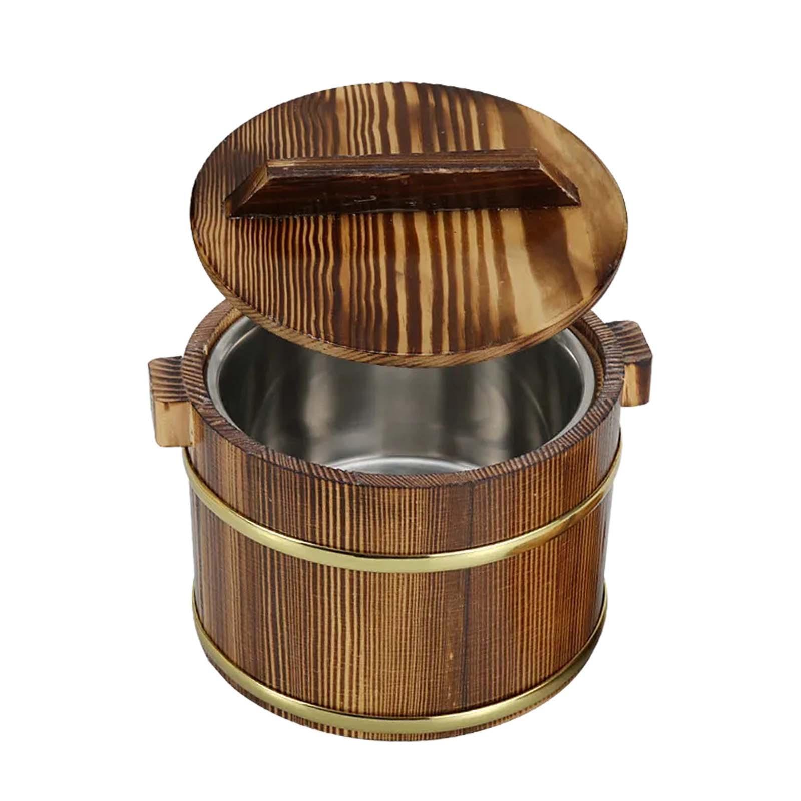 Japanese Rice Bucket, Wooden Sushi Rice Bowl, Reusable 16cm for Restaurant Kitchen Home