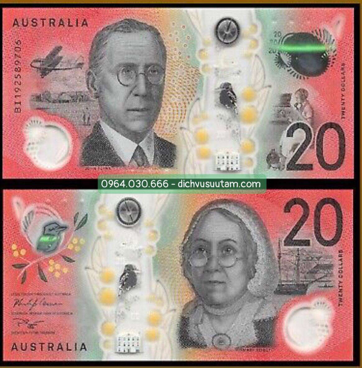 Tờ 20 đô Úc polyme phiên bản cũ sưu tầm, chất lượng mới trên 90%