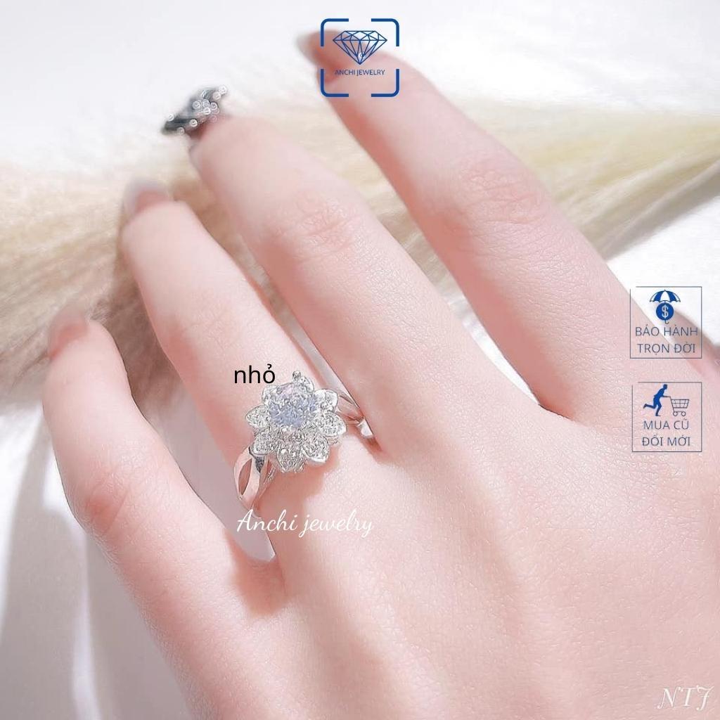 Nhẫn nữ bạc ta đá to trắng sang trọng, Anchi jewelry