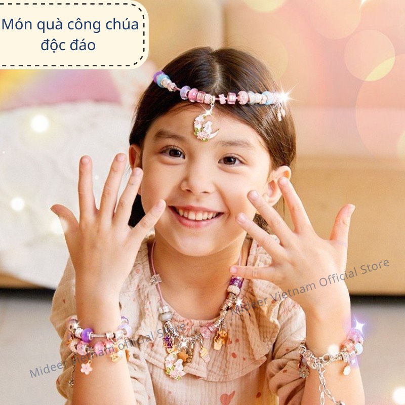 Đồ chơi tự kết vòng tay kèm charm lắc tay Mideer Girls Power Lacing Beads Fantastic Garden Hộp quà tặng