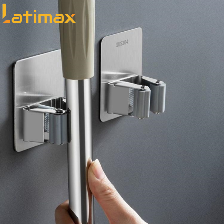 Giá Treo Tường - Móc Treo Cây Lau Nhà, Treo Chổi Inox 304 Dán Tường Cao Cấp