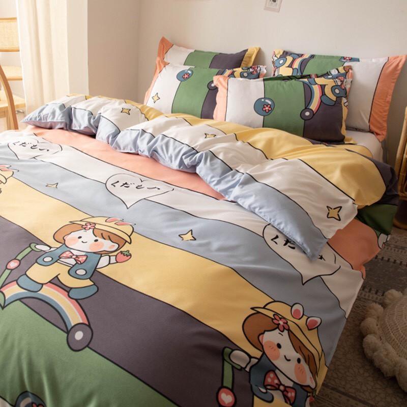 Bộ chăn ga Cotton Poly cô bé cầu vồng mẫu mới siêu xinh - Hàng nhập khẩu