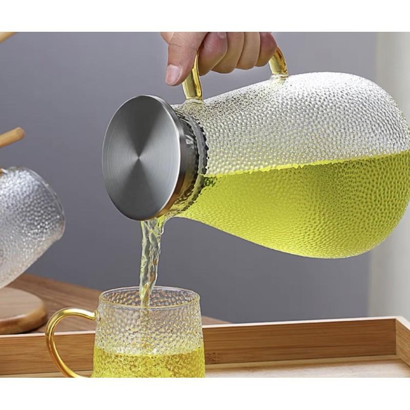 Bình nước thủy tinh chịu nhiệt 400*c sần 1,2 lít và 1,6 lít