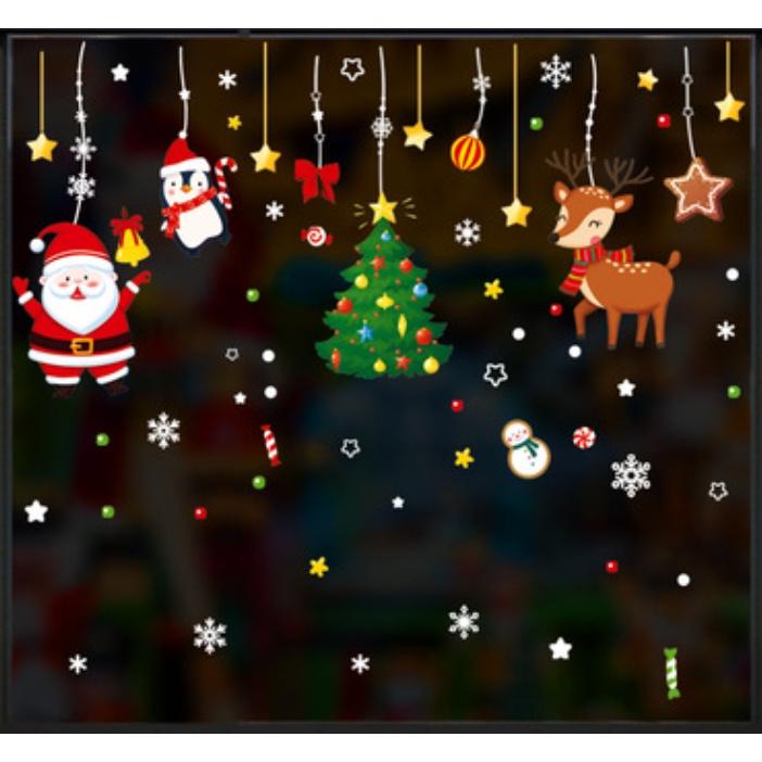 Decal Trang Trí Noel Hai Mặt Hít Tĩnh Điện - Dây rèm phụ kiện noel đáng yêu