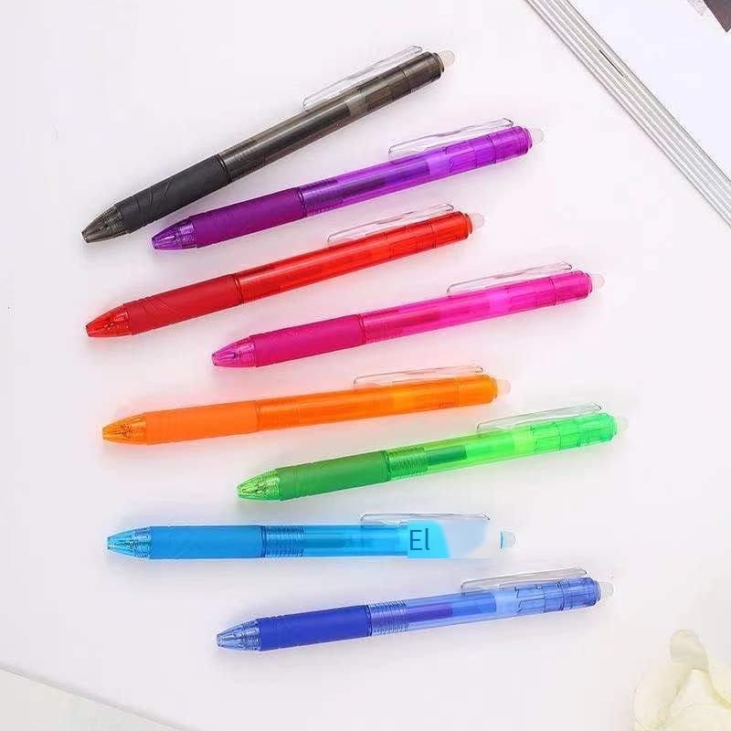 Giá thấp nhất nhựa quảng cáo bút xóa được massage bút ma sát tùy chỉnh in LOGO hộp PVC 8 ​​màu bút gel xóa được