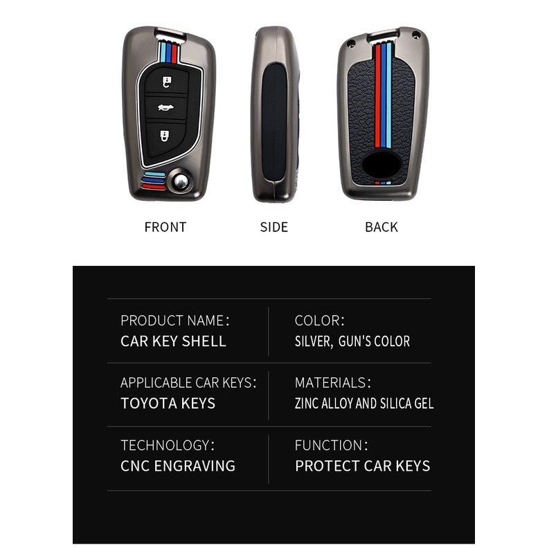 Ốp khóa kim loại Toyota Fortuner, Innova, Altis, Hilux Mẫu Chìa Cơ bảo vệ khóa bằng hợp kim cao cấp