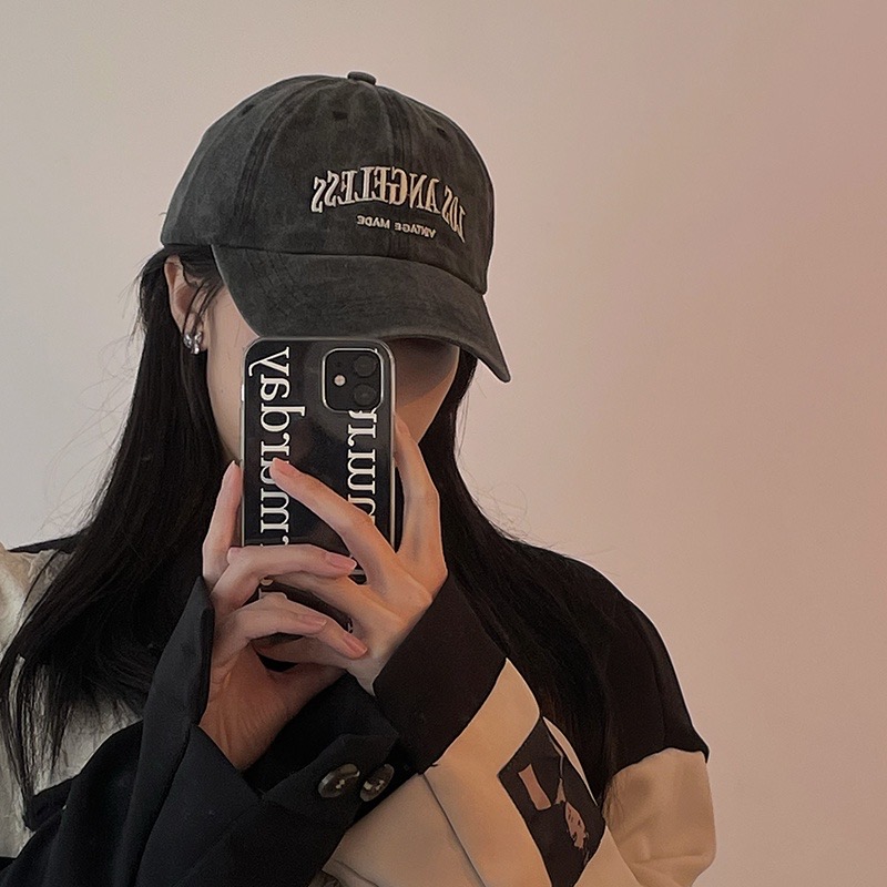  Mũ, nón lưỡi trai nam, nữ denim thêu chữ cái phong cách Retro Hàn Quốc