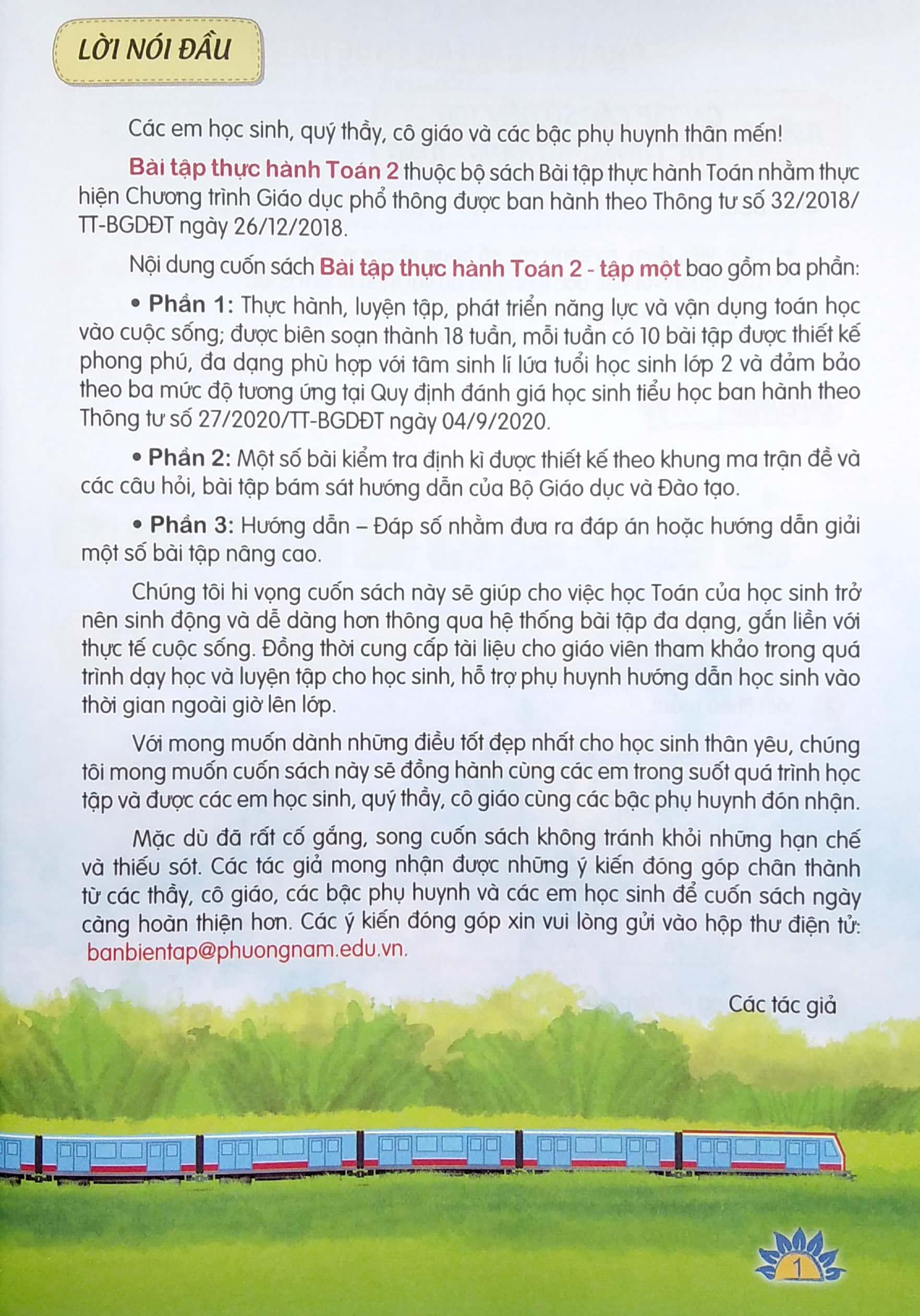 Bài Tập Thực Hành Toán Lớp 2 - Tập 1 (Theo Chương Trình Giáo Dục Phổ Thông 2018)