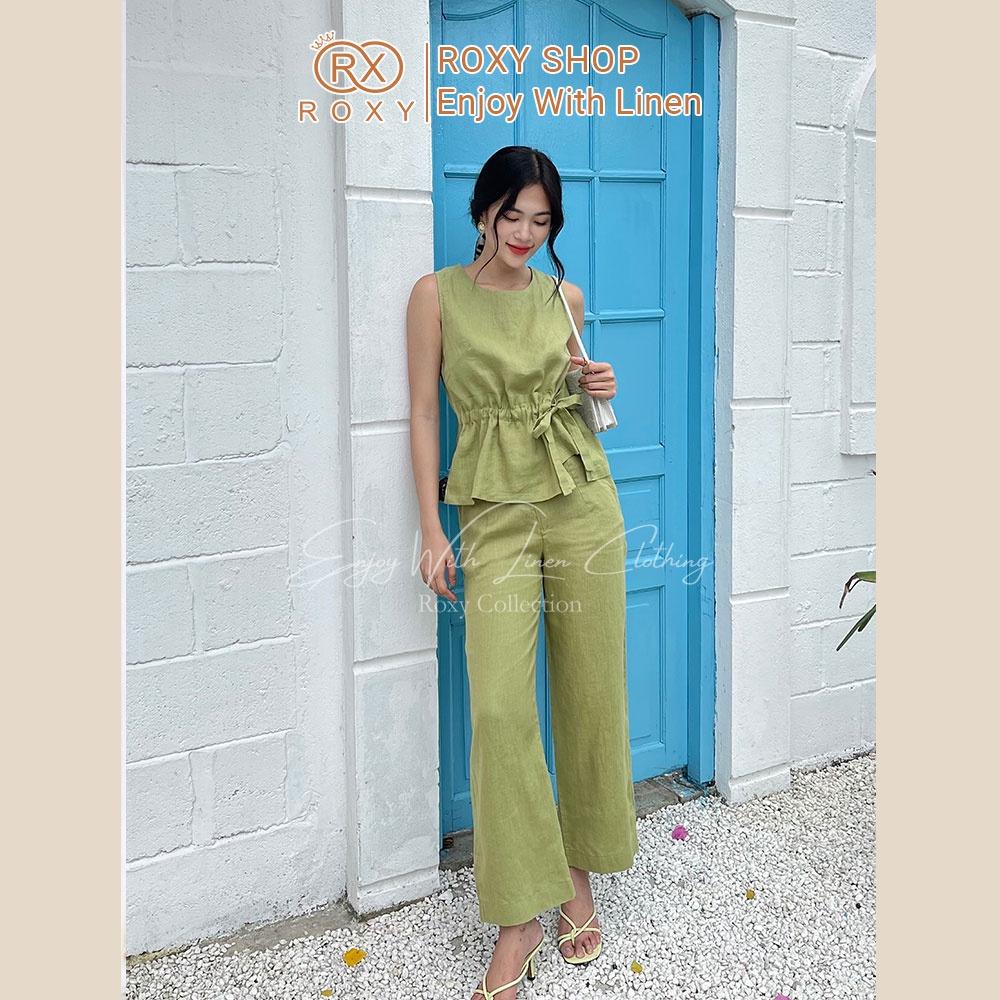 Set Bộ Linen Cao Cấp Sát Nách Cột Nơ Rút Eo Sang Chảnh