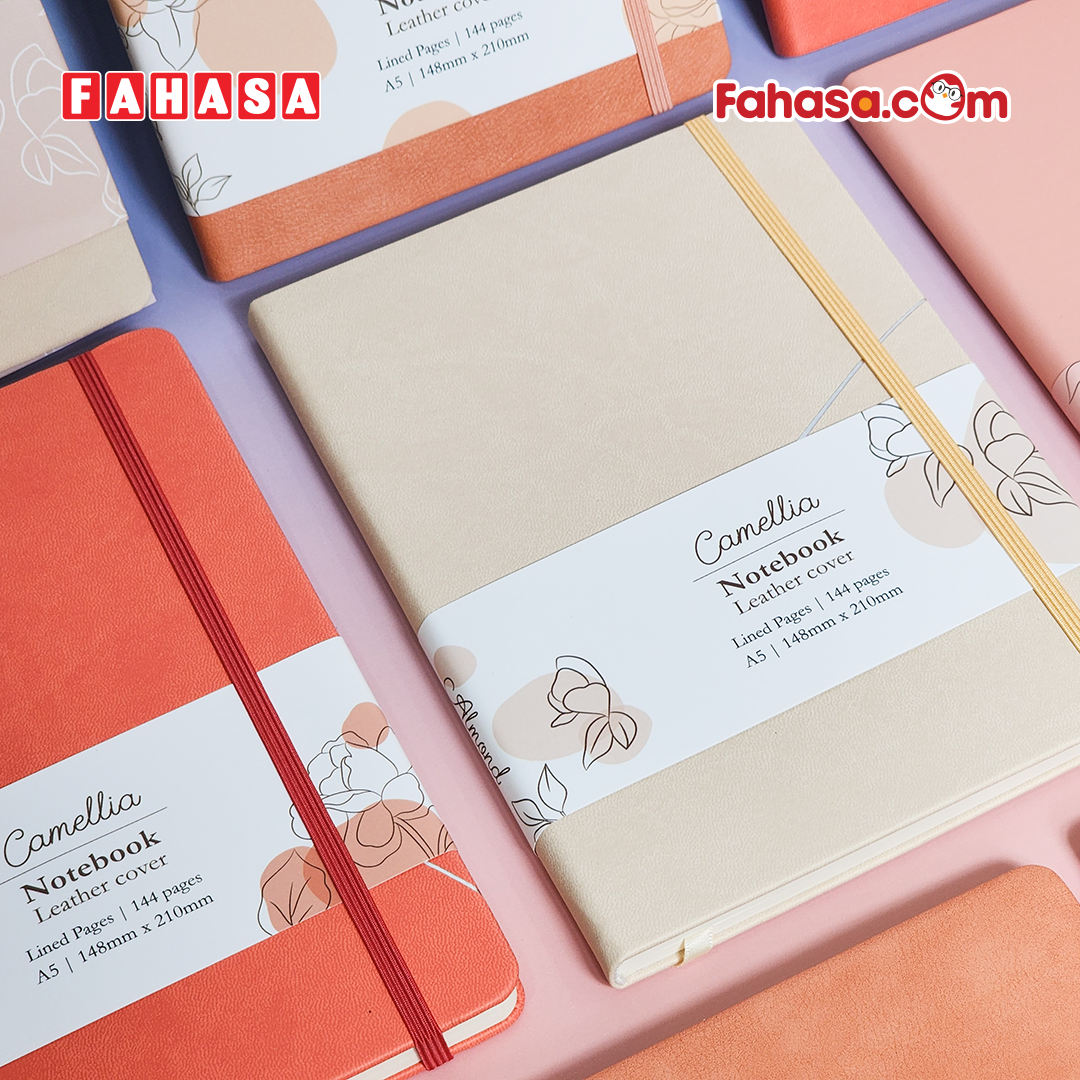 Sổ Da Bìa Cứng Camellia A6 - Kẻ Ngang - 120 Trang 100gsm - The Sun - Almond