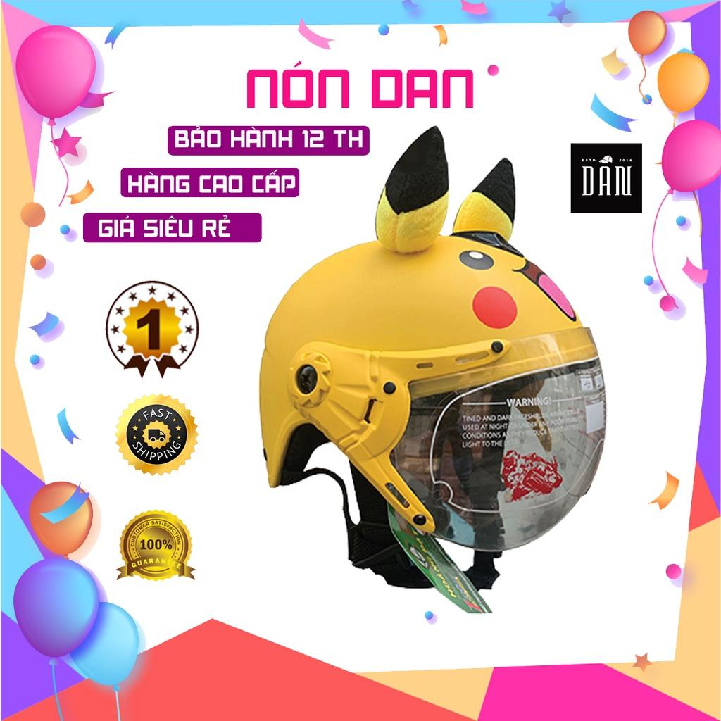 Nón Bảo Hiểm Trẻ Em Pikachu Có Kính V&S Helmet Cho bé Từ 3-6 Tuổi Màu Vàng
