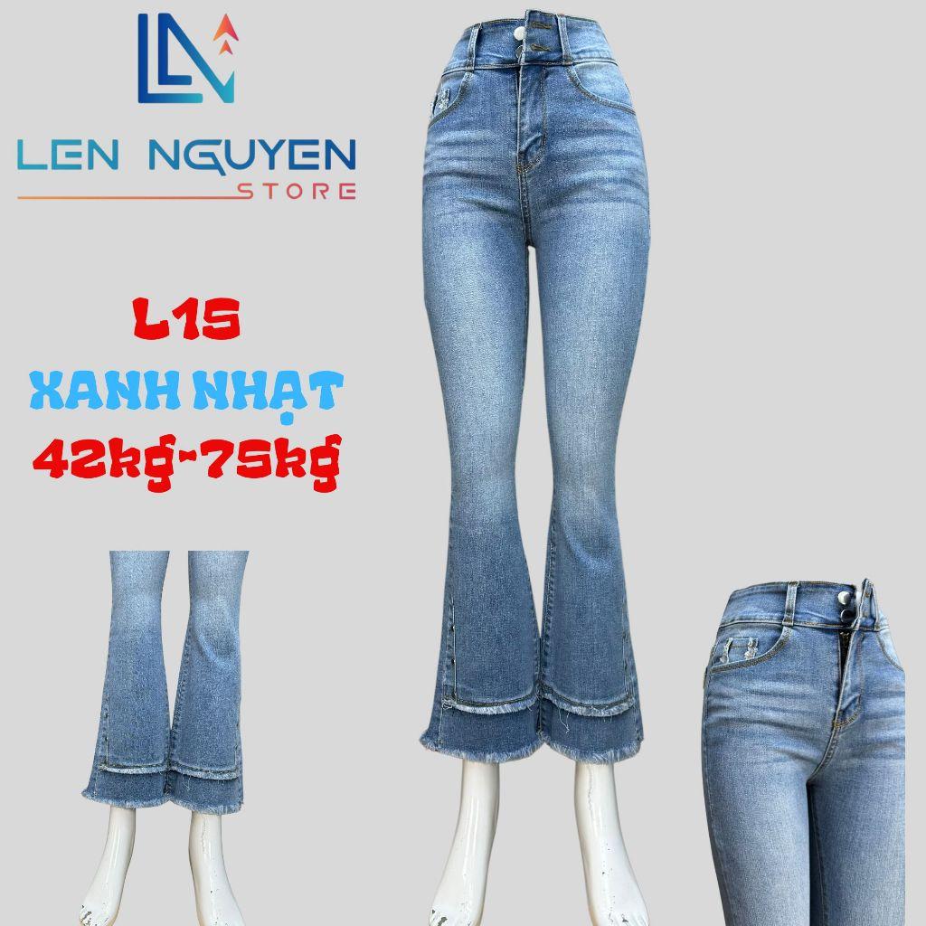 L15_Quần jean nữ, loe, lưng cao, quần bò nữ dáng ôm, quần rin nữ có big size, cho 42kg đến 75kg,LEN NGUYEN STORE