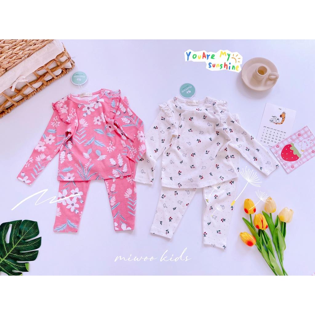 Bộ Dài Cotton Bozip Miwoo Kids Phối Cánh Tiên Vai Cho Bé Gái Size 7-20kg