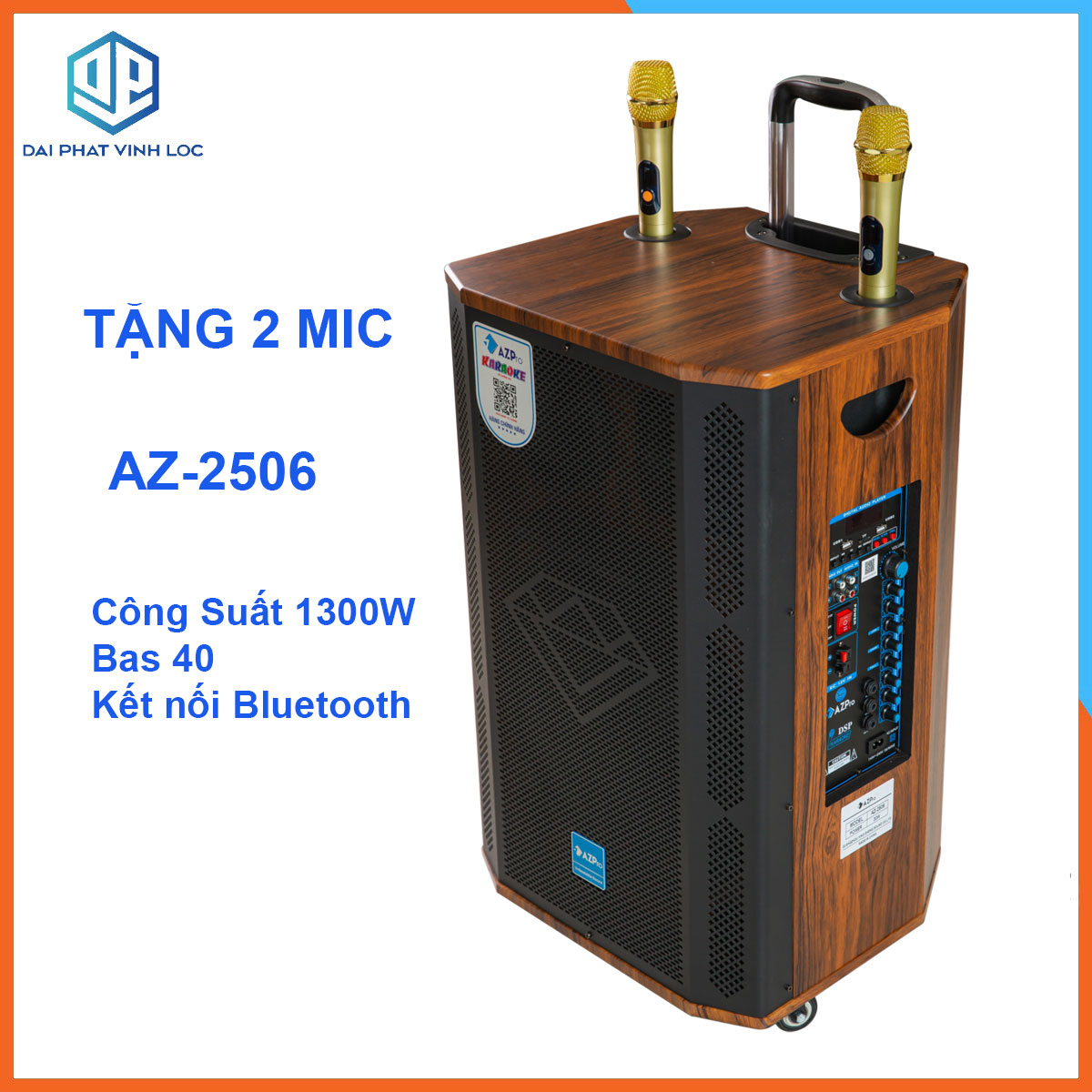 Loa Kéo Karaoke Công Suất Lớn 600W| Loa Kéo Giá Rẻ Azpro AZ-2506 Bas40 (3 ĐT)| Loa Kéo Bluetooth Đọc Được Usb USB/IF/FM/AUX | Loa Kéo Karaoke Cao Cấp AZPRO Tặng 2 Micro Chống Hú| Loa Kẹo Kéo Di Động