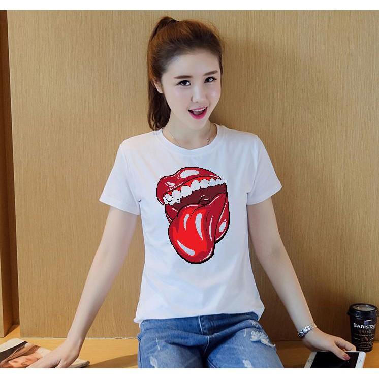 Áo thun nữ Hàn Quốc in hình lè lưỡi mtt185