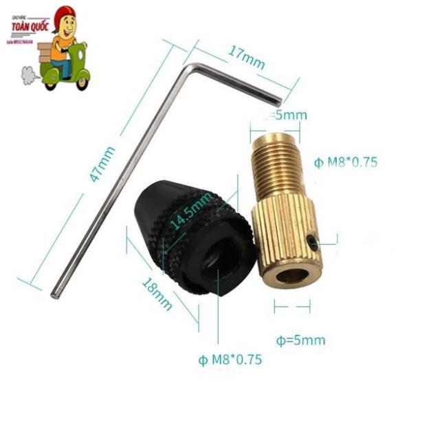 Bộ đầu kẹp giữ mũi khoan 3 chấu 0.5-3.2mm trục 3.17mm